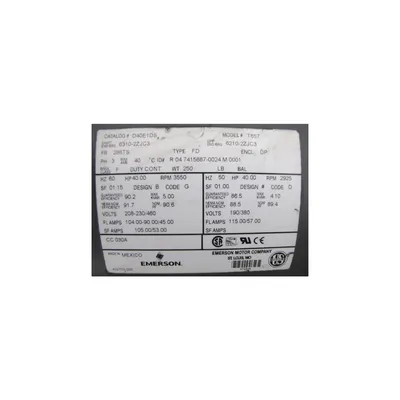 Used 40 HP Emerson Motor With Blower Base