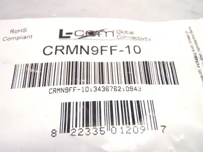CRMN9FF-10 | L-Com  Molded D-Sub Cable, DB9 Cable F to F 10 Ft - New Other