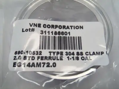 690-10532 | VNE  304 SS Adapter for 2" Tube x Butt-Weld, 1-1/8" L LOT OF 2 - New