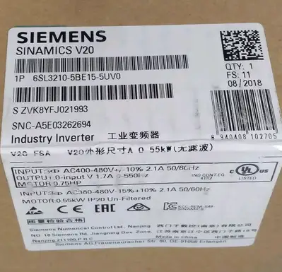 Siemens 6SL3210-5BE15-5UV0 Frequency Converter Loc1A3