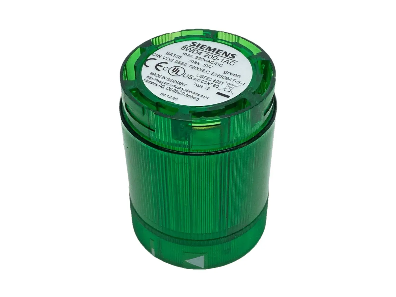 USED SIEMENS 50MM STEADY STACK LIGHT ELEMENT GREEN 12-230V AC/DC