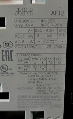 ABB - Asea Brown Boveri AF12-30-10-14 Contactor loc4A14