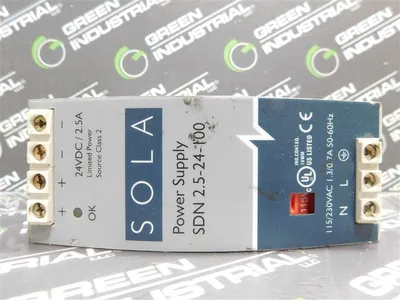 Sola SDN2.5-24-100 Power Supply   24VDC/2.5A   115/230VAC 1.3/0.7A 50-60Hz Used