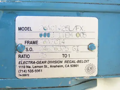 Electra Gear 26AC1425L/FX Gearbox 25:1 Reducer 70rpm 56C/140TC LH Output