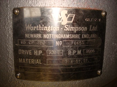 1,650 Lpm W. Simpson S/S Pump Type 65Cp250
