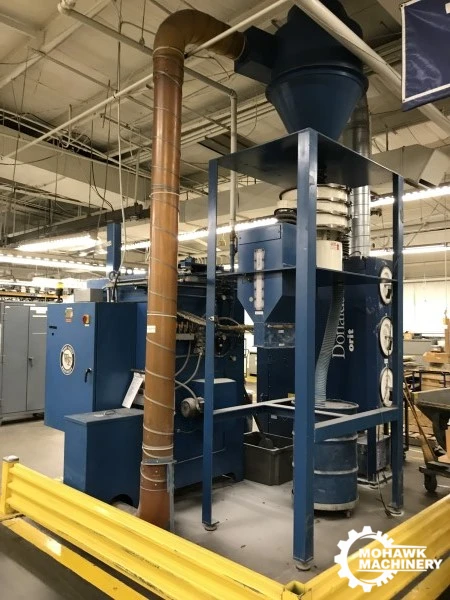 26" SURFACE BLAST SYSTEMS LLC ROTARY TABLE TYPE ABRASIVE BLAST SYSTEM w/RECLAIM SYSTEM W/28” CYCLONE - ROOF MOUNTED VARIABLE-SPEED NOZZLE MOVER - DFO3-3 DONALDSON TORIT DUST COLLECTOR - VIBRATORY SEPERATOR