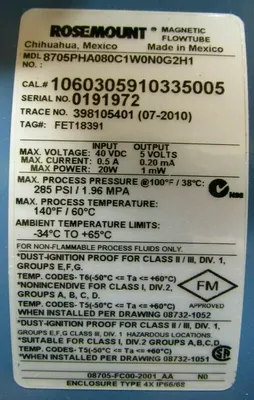 NEW ROSEMOUNT 8705PHA080C1W0N0G2H1 MAGNETIC FLOWTUBE