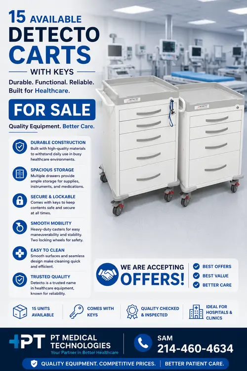 Used Detecto Detecto Rescue Series Anesthesiology Medical Cart, Tan Drawers - Detecto Furniture (Medical) Texas US | PT Medical Technologies #1458935
