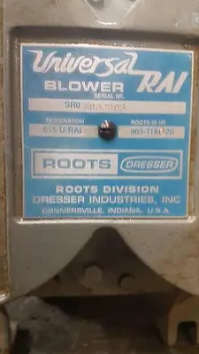 USED ROOTS DRESSER 615 U-RAI ROTARY POSITIVE VACUUM PUMP / BLOWER
