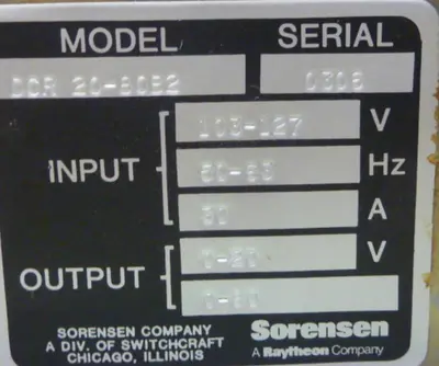 USED SORENSEN DCR 20-80B2