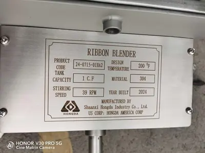 New | in-Stock 2025 HONGDA 1 CUFT Ribbon Blenders | Hongda America Corp #1207518