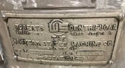 (6) Roberts-Western States G-16 48 x 30 perforate basket sugar centrifugals, 316SS.