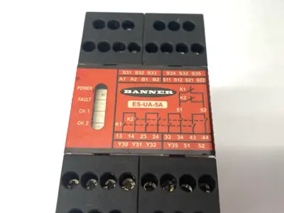 Used Banner Engineering E-Stop/Rope Pull Guard & Monitoring Safety Relay Module, 66091 PLC Processors Michigan US | Maverick Industrial Sales #1389841