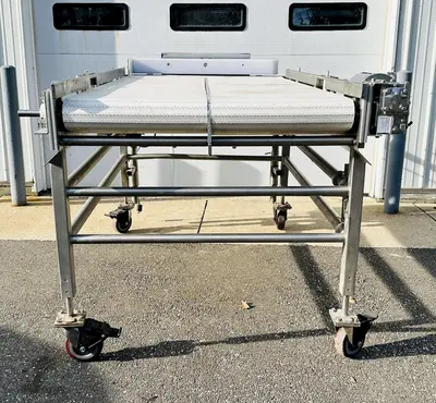 USED BURFORD SO72846 S.S. ACCUMULATION TABLE W/ 2-MOTORS