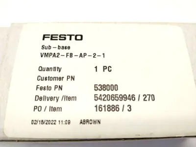 538000, VMPA2-FB-AP-2-1 | Festo VMPA2-FB-AP-2-1 Valve Manifold Sub-Base G1/8 538000 - New Other