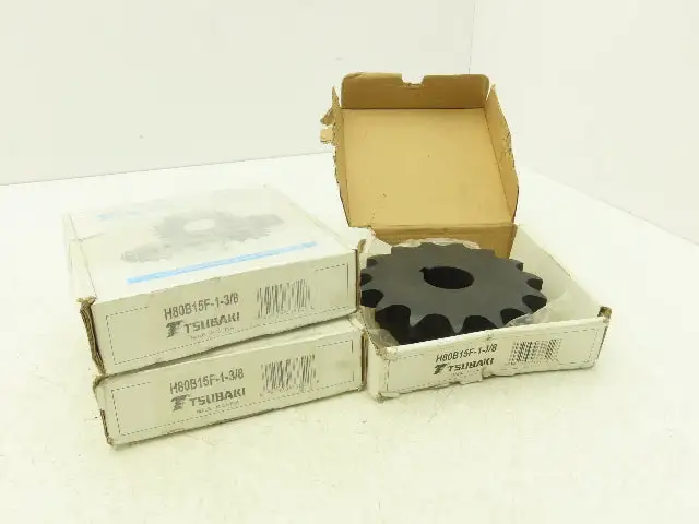 Tsubaki H80B15F-1-3/8 Roller Chain Sprocket 15 Tooth 1-3/8" Bore Lot Of 3