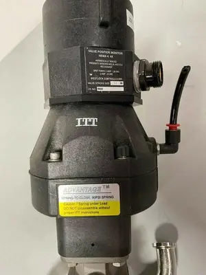 USED 2 ITT SHEROTEC 3-WAY STAINLESS STEEL VALVES W/  POSITION MONITOR & 3/4" SANITARY