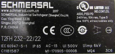 NEW SCHMERSAL T2FH232-22/22 FOOT SWITCH T2FH2322222