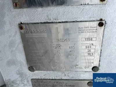 USED Buss ChemTech 150 Sq Ft Buss SMS Thin Film Evaporator, 316L S/S, 32/180#