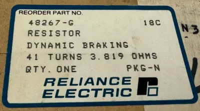NEW SEALED RELIANCE ELECTRIC 48267-G DYNAMIC BRAKING RESISTOR 3.819 OHMS