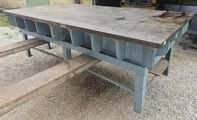 USED CAST IRON 8' X 4' LAYOUT TABLE