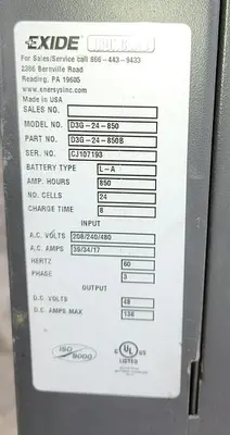USED 2009 EXIDE DSG-24-850