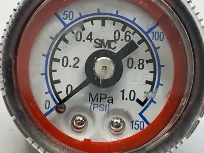 USED SMC PNEUMATIC GAUGE 150 PSI 1.5" DIAMETER LOT OF 2