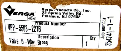 NEW VERSA VPP-5503-227B BRASS PILOT VALVE VPP5503227B