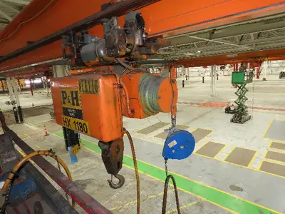 Cleveland Tramrail P&H 3 Ton Single Girder Underhung Bridge Crane 45' 10" Span