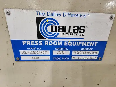 Used DALLAS DPR-10,000X36/06521  XTT-36  PTS-272 Coil Feed Lines Michigan US | Midwest Press and Automation #1287254