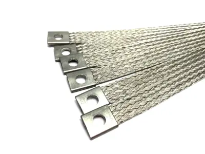 USED HOFFMAN ERICO NVENT ERIFLEX BRAIDED GROUNDING STRAP STAINLESS STEEL