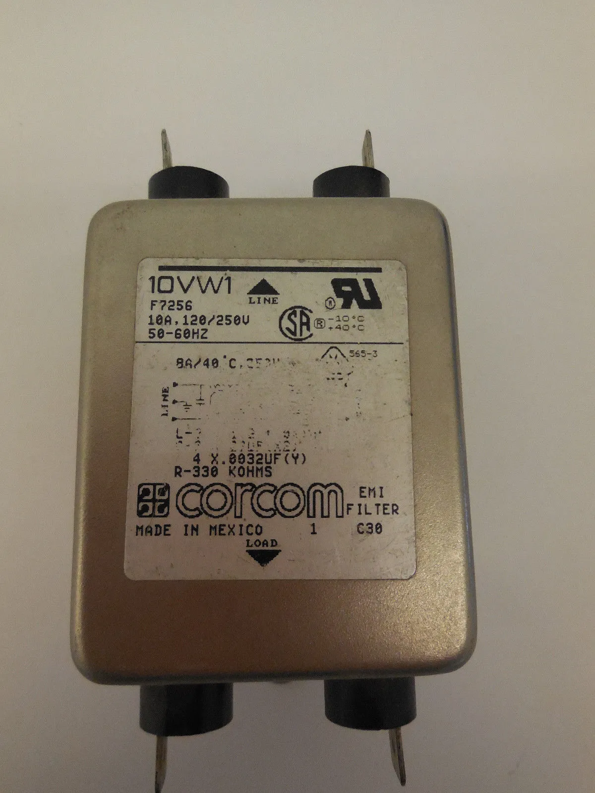 CORCOM 10VW1 USPP 10VW1 RFI POWER LINE FILTER