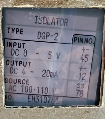 Toyo Keiki DGP-2 Isolator Input DC 0 - 5V Module Loc3D-9