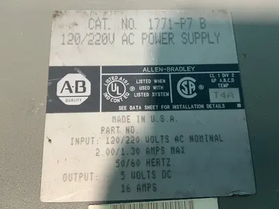 Used ALLENBRADLEY 1771P7 B PLC Power Supplies Ohio US | HGR 24 #1507614