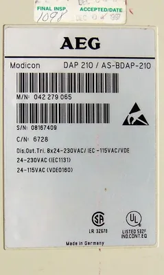 AEG Modicon DAP 210 / AS-BDAP-210 Output Module 042 279 065 Used
