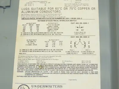 Square D HU-261 Safety Disconnect Load Switch 600V AC 10Hp/DC 15Hp 30A 2 Pole