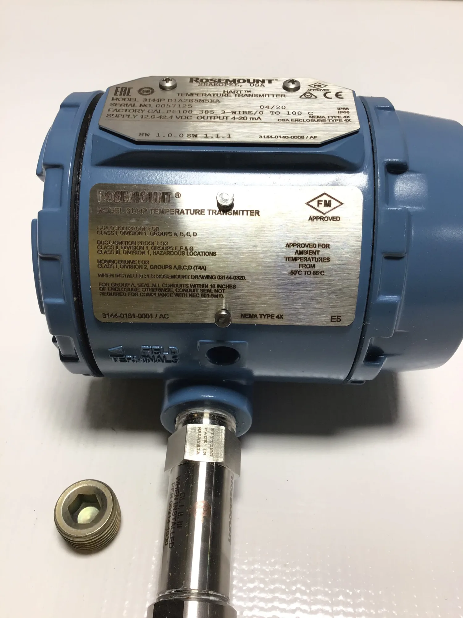 Rosemount 3144P Temperature Transmitter 3144PD1A2E5M5XA
