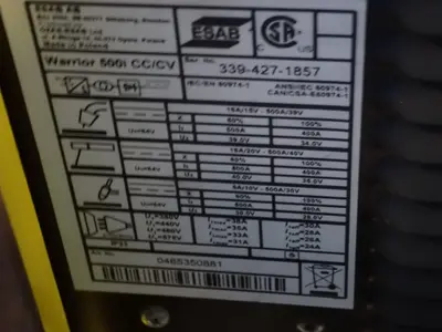 USED ESAB WARRIOR 500I CC/CV