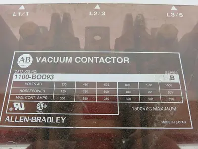 Allen Bradley 1100-BOD93/B Vacuum Contactor 1500VAC 200HP Series B