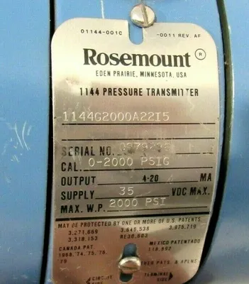 NEW FISHER ROSEMOUNT 1144G2000A22I5 PRESSURE TRANSMITTER