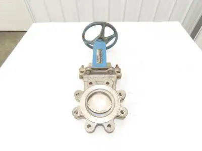 DeZurik 827 4" Stainless Lug Knife Gate Valve Rising Stem Metal Seat 316SS