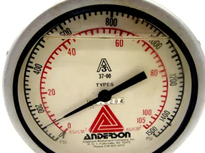 NEW ANDERSON A3 37-00 PRESSURE GAUGE 0-1500 PSI TYPE S A3 3700