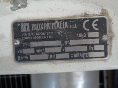 75 LPM Inoxpa S/S JKTD Lobe Pump Type SLR 3-50