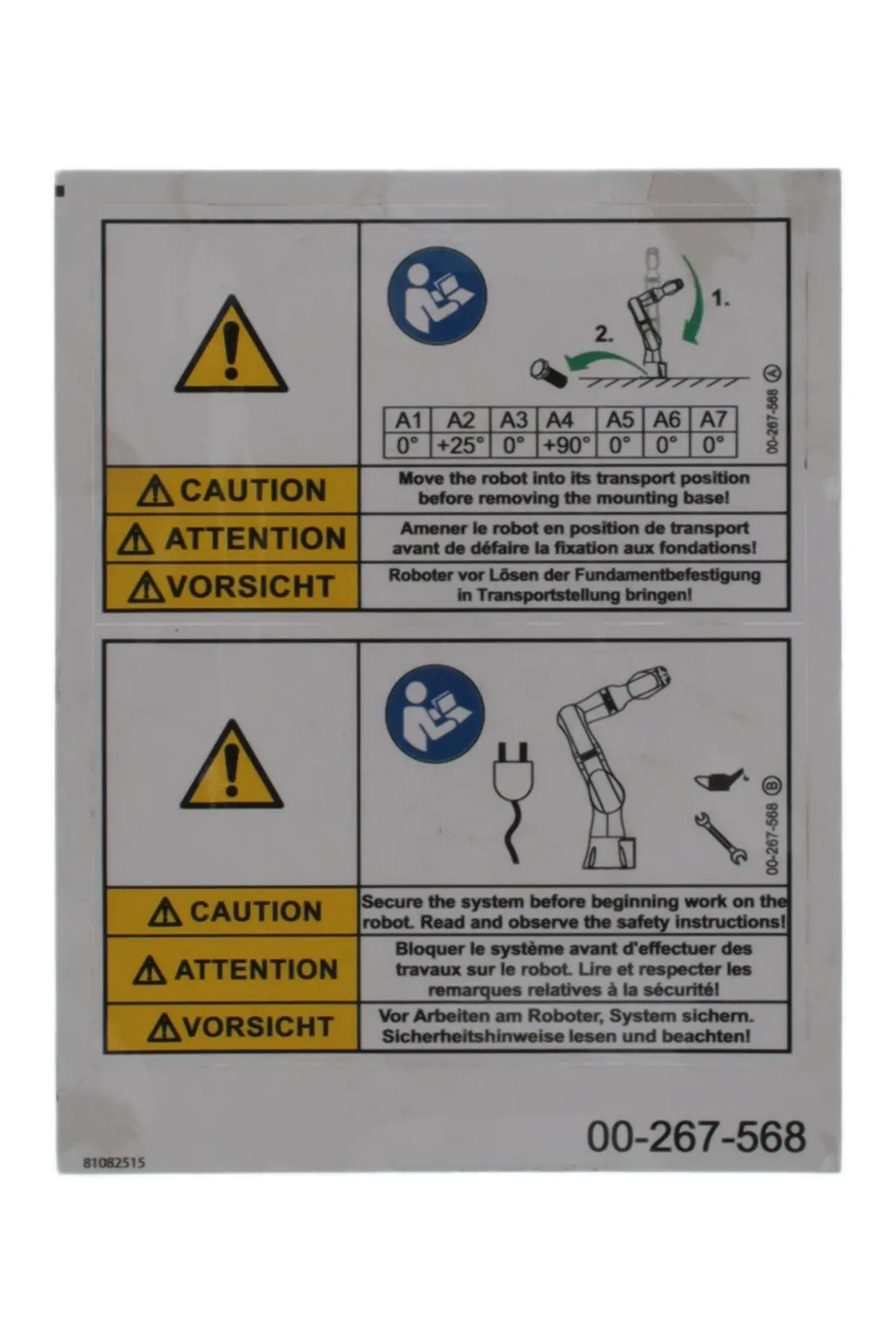 KUKA Warning signs LBR iiwa
