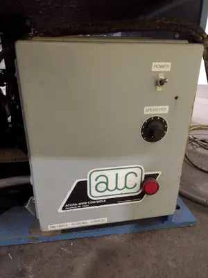 5,500 LBS X 48" AWC (ACCRA-WIRE CONTROLS) MODEL #F-200AF HORIZONTAL PALLET TYPE POWERED DE-COILER REEL: STOCK #19266