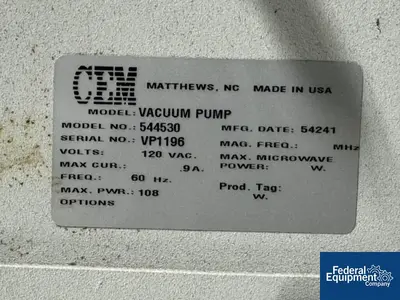 USED CEM CEM Discover Vacuum Pump, Model 544530