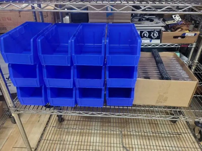 Set of 12 Akro-Mils AkroBins Blue Plastic Storage Bins with Clear Lids