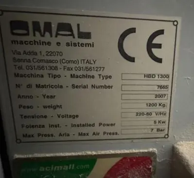 OMAL HBD-1300 CNC BORE AND DOWEL MACHINE