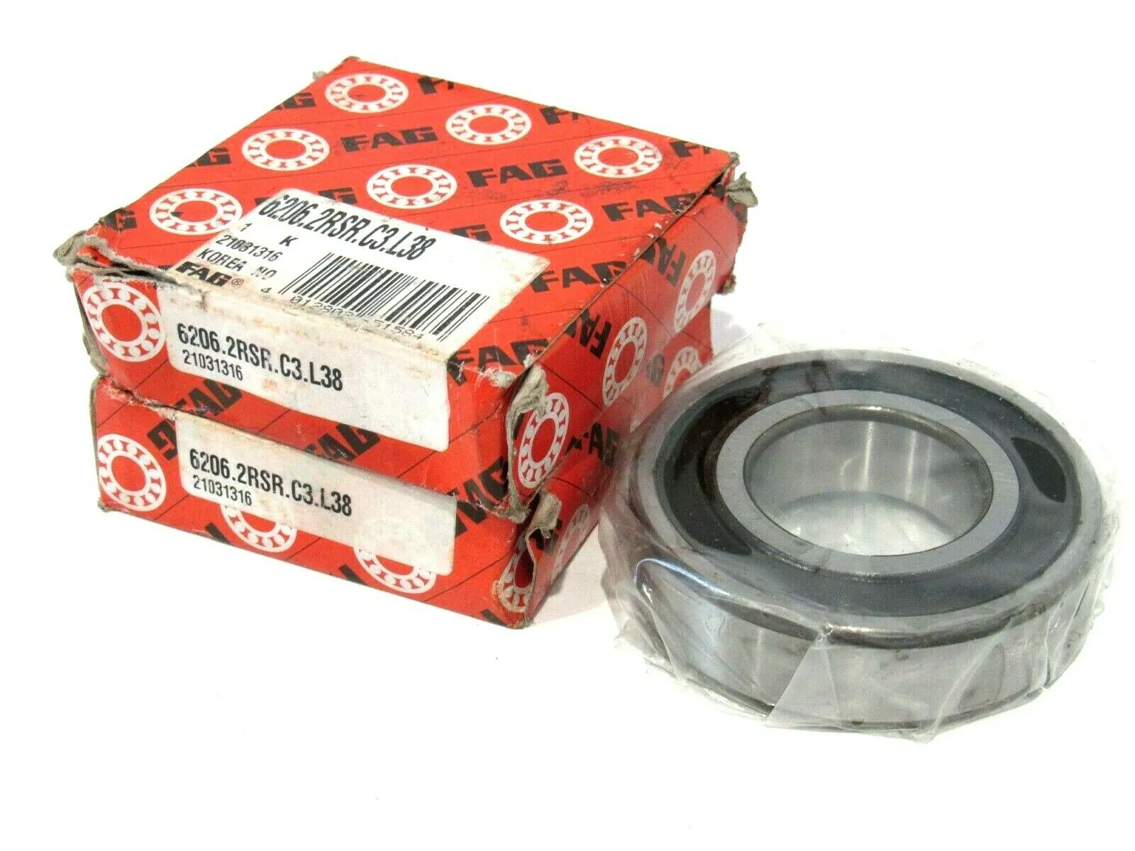 LOT OF 2 NEW FAG 6206.2RSR.C3.L38 BALL BEARINGS 21031316 62062RSRC3L38