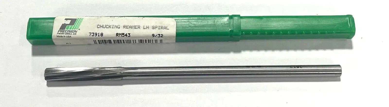 Precision Twist 9/32" Chucking Reamer Left Hand Spiral Straight Shank USA Made